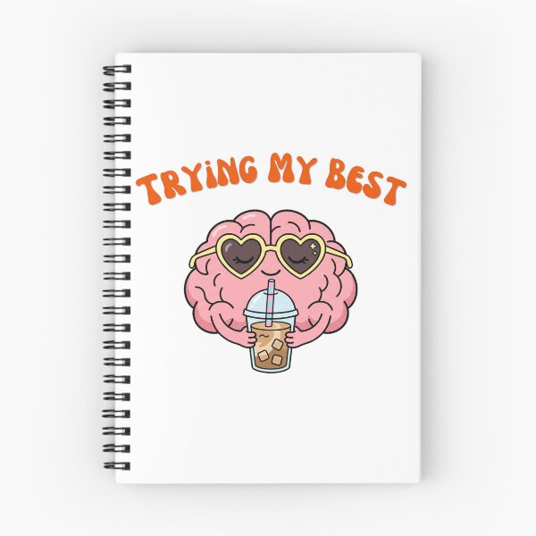 Item preview, Retro Trying My Best Iced Coffee Brain Cartoon Funny Self-Care designed and sold by Snowy Studio Designs.