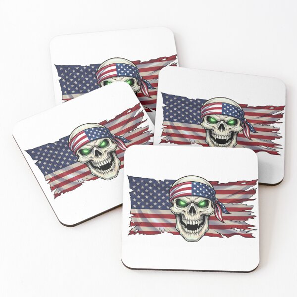 Item preview, Calavera patriótica con pañuelo de la bandera estadounidense | Gráfico de calavera con la bandera de EE. UU. | Diseño patriótico designed and sold by WayoftheWater.