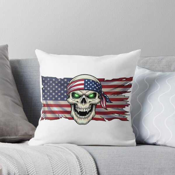 Item preview, Calavera patriótica con pañuelo de la bandera estadounidense | Gráfico de calavera con la bandera de EE. UU. | Diseño patriótico designed and sold by WayoftheWater.