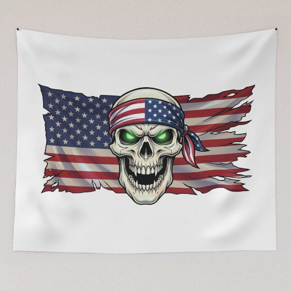 Item preview, Patriotic Skull with American Flag Bandana | USA Flag Skull Graphic |  Patriot Design designed and sold by WayoftheWater.