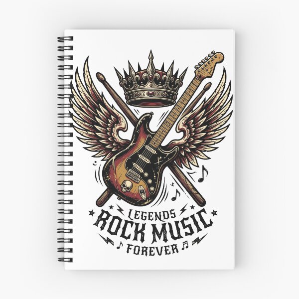 Item preview, Electric guitar crossed with drumsticks beneath a crown and wings, rock music designed and sold by misbahsiro.