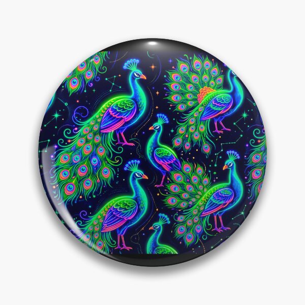 Item preview, Neon Psychedelic Peacock Seamless Pattern designed and sold by ExploreAura Studio.
