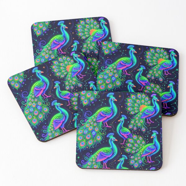 Item preview, Neon Psychedelic Peacock Seamless Pattern designed and sold by ExploreAura Studio.
