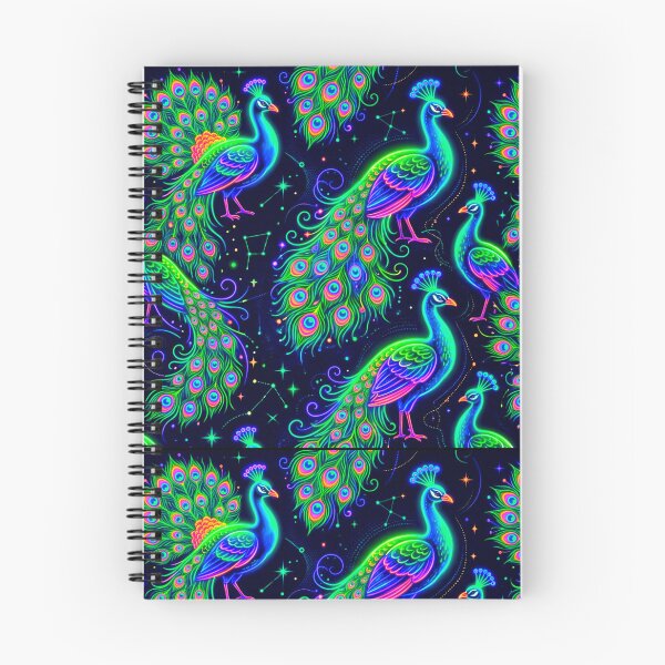 Item preview, Neon Psychedelic Peacock Seamless Pattern designed and sold by ExploreAura Studio.