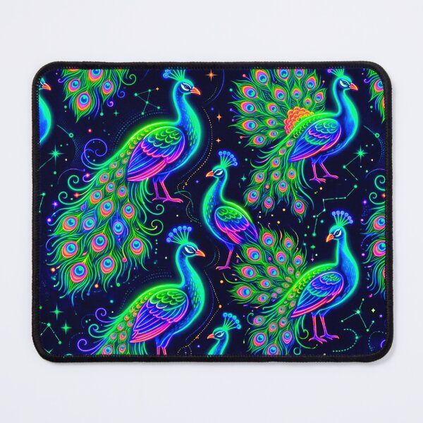 Item preview, Neon Psychedelic Peacock Seamless Pattern designed and sold by ExploreAura Studio.