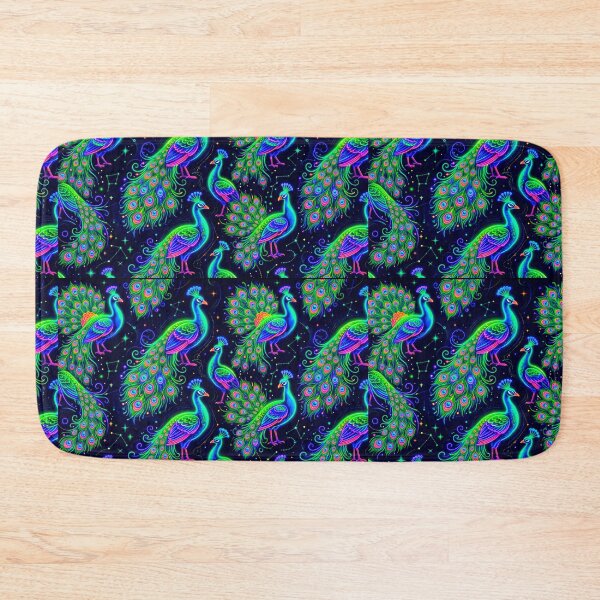 Item preview, Neon Psychedelic Peacock Seamless Pattern designed and sold by ExploreAura Studio.