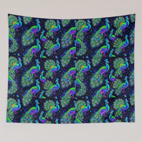 Item preview, Neon Psychedelic Peacock Seamless Pattern designed and sold by ExploreAura Studio.