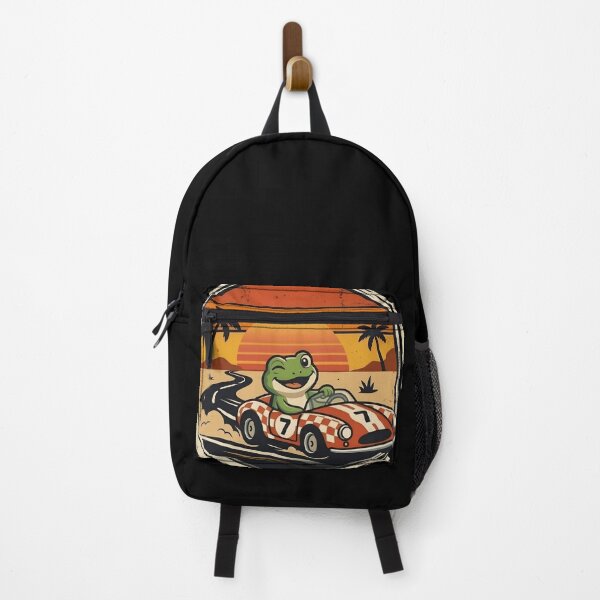 Artikelvorschau, Aufkleber „Winkender Frosch Rennfahrer“ – Lustiger Indy-500-Rennwagen-Vinylaufkleber – Vintage-Motorsport-Kunst entworfen und verkauft von Basma Designs | Retro, Kawaii Shirts & Stickers.