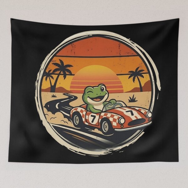 Item preview, Winking Frog Racer Sticker - Funny Indy 500 Race Car Vinyl Decal - Vintage Motorsport Art designed and sold by Basma Designs | Funny Shirts, Stickers & Mugs.