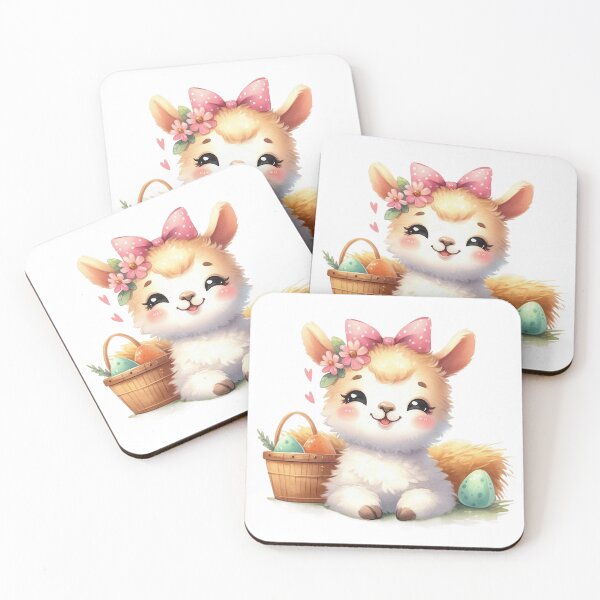 Item preview, Whimsical Baby Llama with Easter Eggs Illustration designed and sold by LunaPixelStudio.