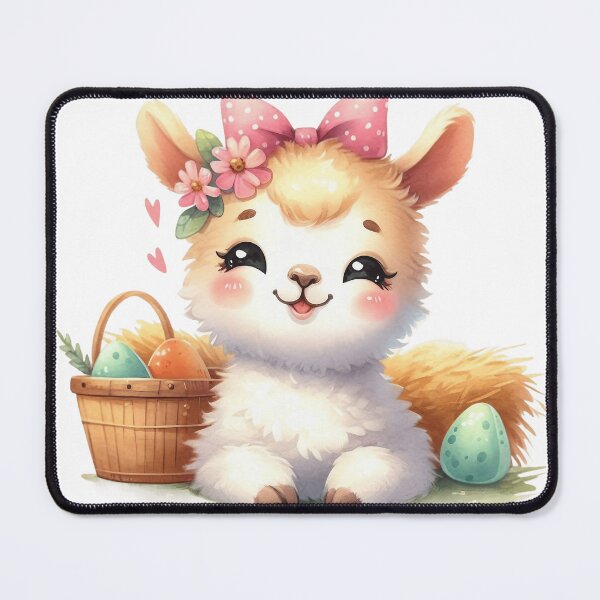 Item preview, Whimsical Baby Llama with Easter Eggs Illustration designed and sold by LunaPixelStudio.