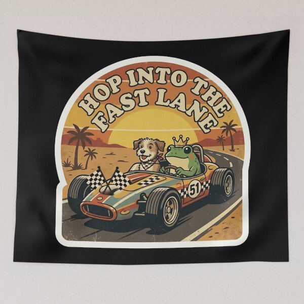 Item preview, Frog King and Dog Racing Team Vintage 70s IndyCar Motorsport designed and sold by Basma Designs | Funny Shirts, Stickers & Mugs.