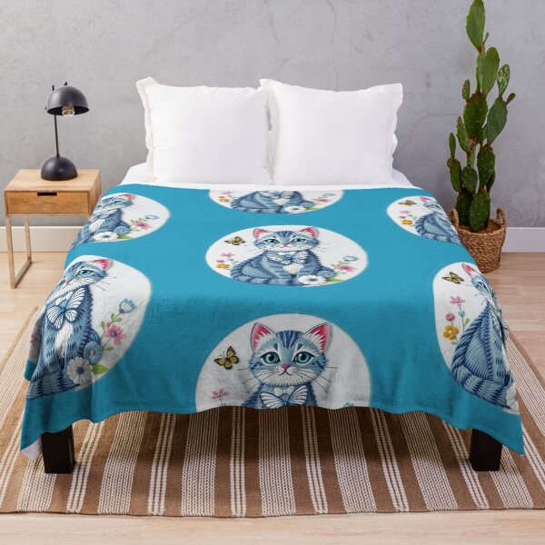 Item preview, Copy of Cute Cat blue and Butterflies Watercolor designed and sold by Tama-sirth.
