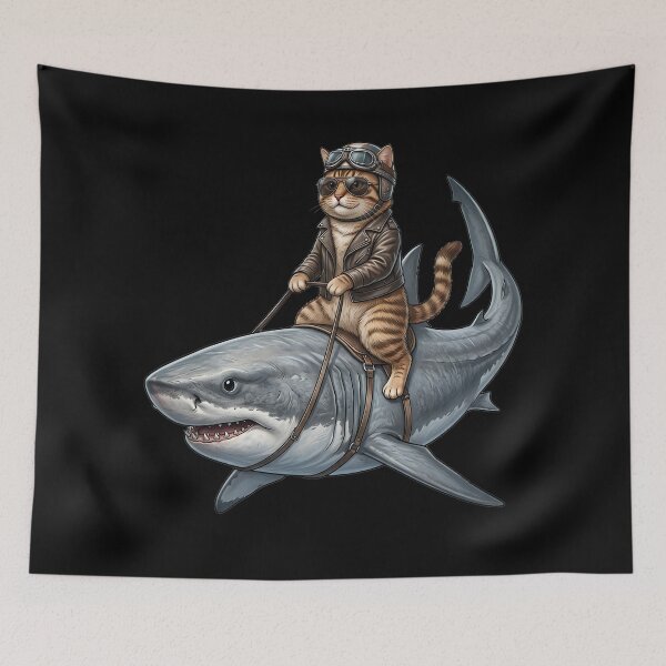 Item preview, Cat riding on a shark designed and sold by ReneMM.
