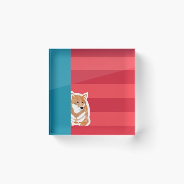 Item preview, 80's vibes colors (red, blue) with red Shiba Inu designed and sold by ShibaCruise-On.