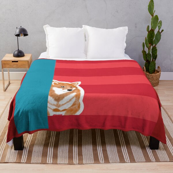 Item preview, 80's vibes colors (red, blue) with red Shiba Inu designed and sold by ShibaCruise-On.