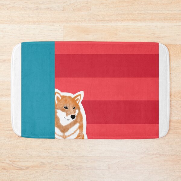 Item preview, 80's vibes colors (red, blue) with red Shiba Inu designed and sold by ShibaCruise-On.