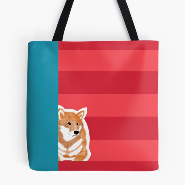 Item preview, 80's vibes colors (red, blue) with red Shiba Inu designed and sold by ShibaCruise-On.