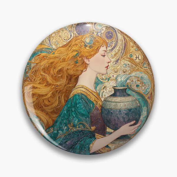 Item preview, Aquarius Zodiac Art - Vintage Nouveau Water Bearer Goddess designed and sold by KissMyBerry.