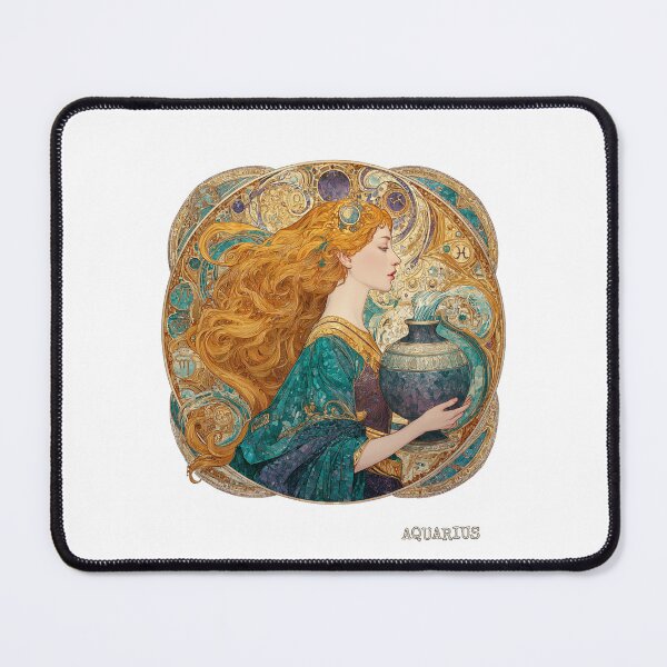 Item preview, Aquarius Zodiac Art - Vintage Nouveau Water Bearer Goddess designed and sold by KissMyBerry.