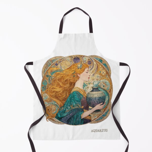 Item preview, Aquarius Zodiac Art - Vintage Nouveau Water Bearer Goddess designed and sold by KissMyBerry.