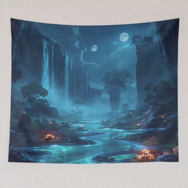 Item preview, Moonlit Sanctuary Waterfall designed and sold by Luminous Wilds.