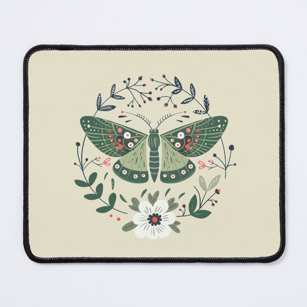 Item preview, Scandinavian Folk Art, Green Moth With Flowers designed and sold by xiao xuans.