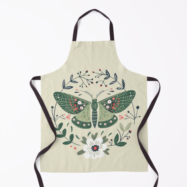 Item preview, Scandinavian Folk Art, Green Moth With Flowers designed and sold by xiao xuans.