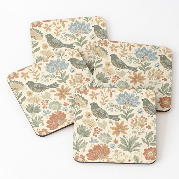 Item preview, Vintage Folk Art Bird Pattern | Cottagecore Floral Design | Botanical Bird Print | Whimsical Nature Pattern for Bags, Pillows & Phone Cases designed and sold by Fernhaven.
