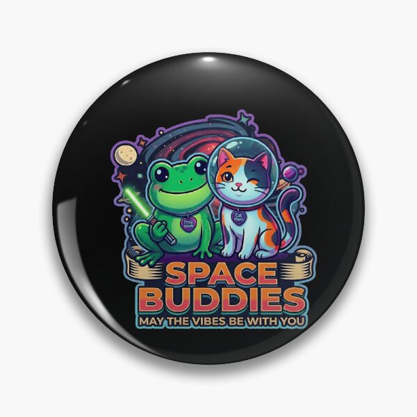 Item preview, Space Buddies Kawaii Frog and Cat May the 4th Be With You designed and sold by Basma Designs | Funny Shirts, Stickers & Mugs.