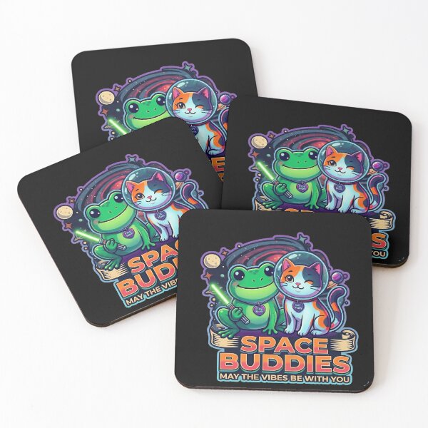 Item preview, Space Buddies Kawaii Frog and Cat May the 4th Be With You designed and sold by Basma Designs | Retro, Kawaii Shirts & Stickers.
