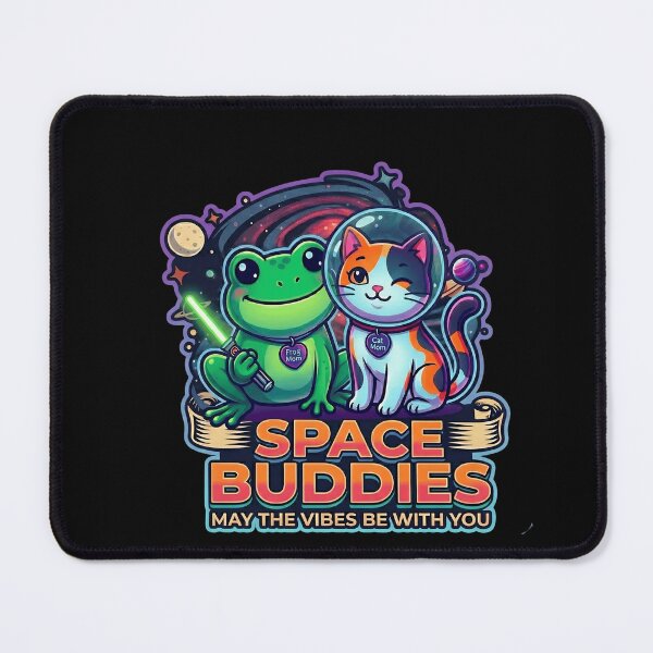 Item preview, Space Buddies Kawaii Frog and Cat May the 4th Be With You designed and sold by Basma Designs | Funny Shirts, Stickers & Mugs.