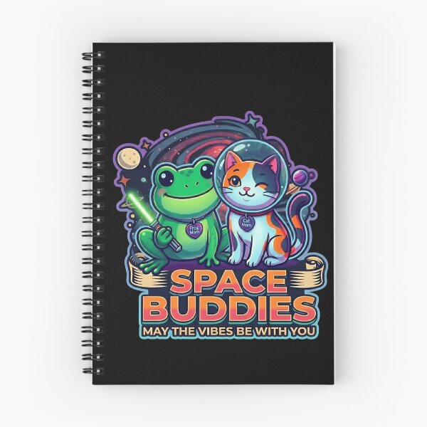 Item preview, Space Buddies Kawaii Frog and Cat May the 4th Be With You designed and sold by Basma Designs | Retro, Kawaii Shirts & Stickers.