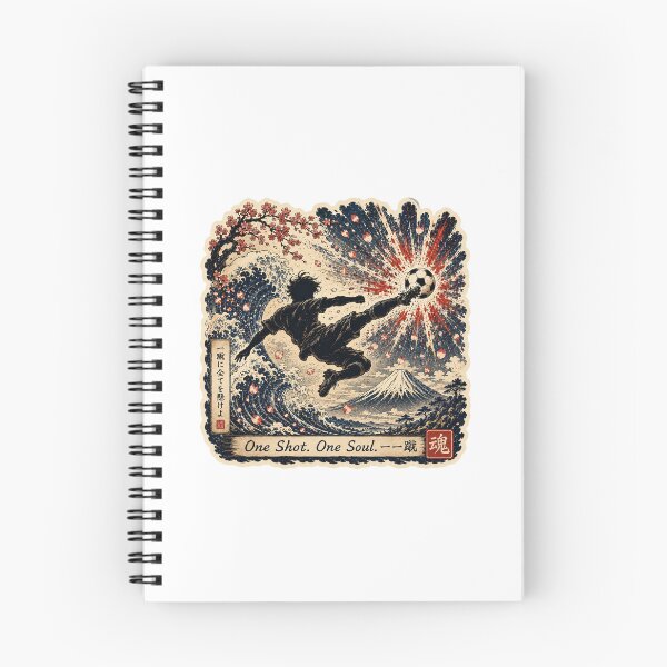 Item preview, One Shot One Soul Japanese Soccer Ukiyo-e Volley Wave Sticker Art designed and sold by Locker39.