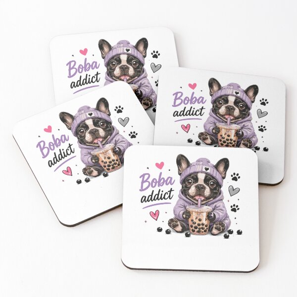 Item preview, Boba Addict French Bulldog Puppy Bubble Tea Lover Illustration designed and sold by yoddel.