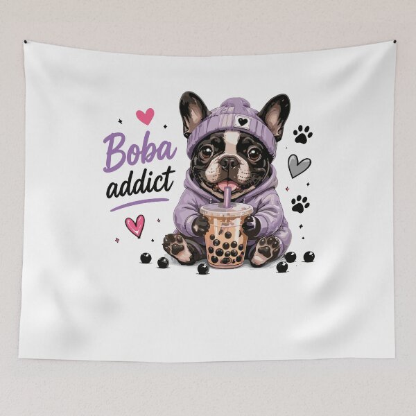Item preview, Boba Addict French Bulldog Puppy Bubble Tea Lover Illustration designed and sold by yoddel.