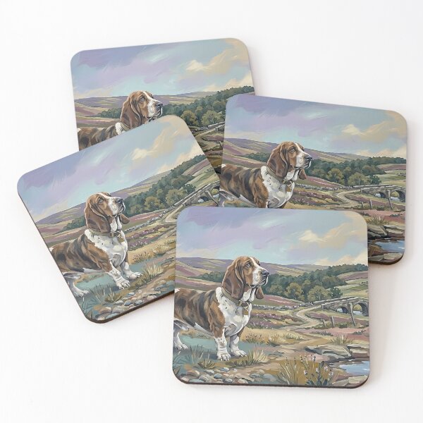 Item preview, Basset Hound in Idyllic Highland Landscape – Classic Oil Painting designed and sold by Pfotenfaden.