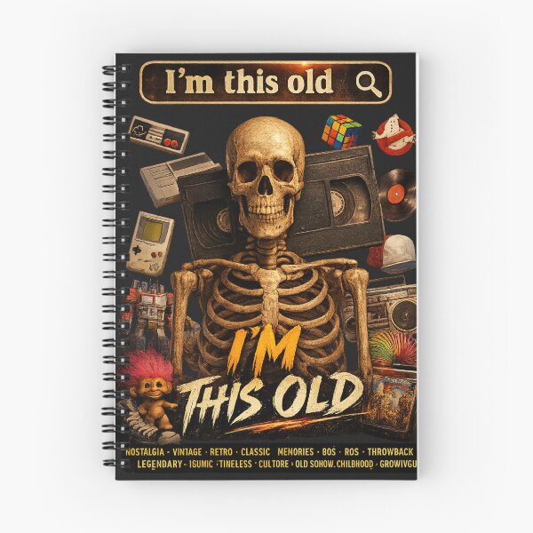 Item preview, I'm This Old  Retro VHS Skeleton Nostalgia Design designed and sold by Tee-Shirt-Topia.
