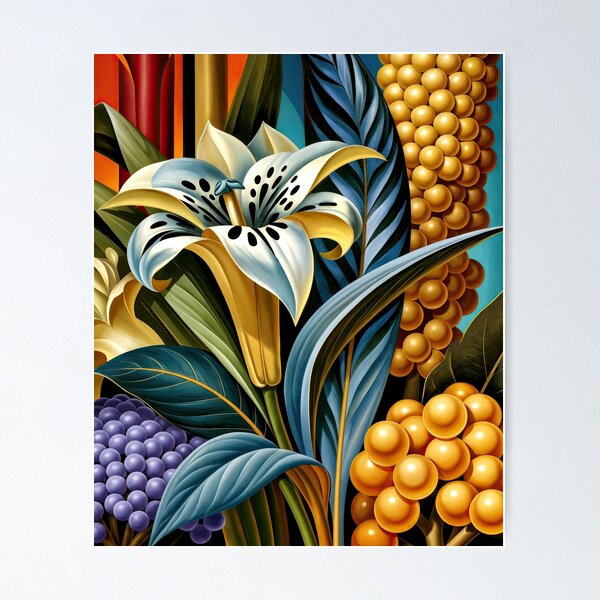 Item preview, Wall Art - Postcard - Botanical Harmony: Art Deco Bloom designed and sold by ForeverPrintsOK.