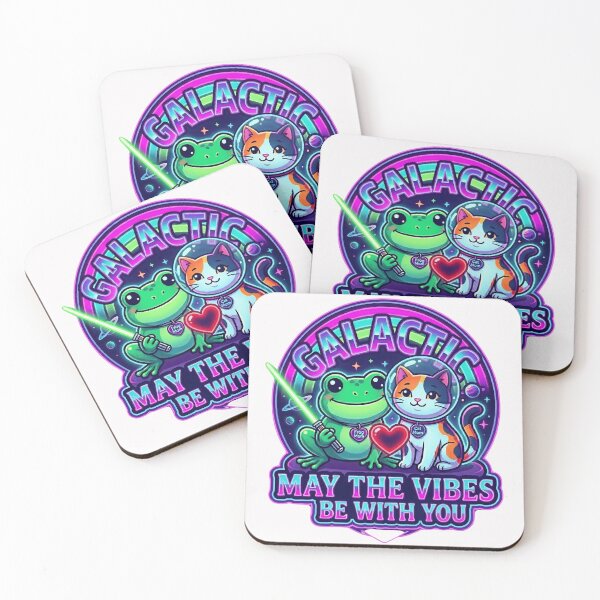 Item preview, Galactic Vibes May the 4th Be With You Retro Space Frog and Cat designed and sold by Basma Designs | Retro, Kawaii Shirts & Stickers.