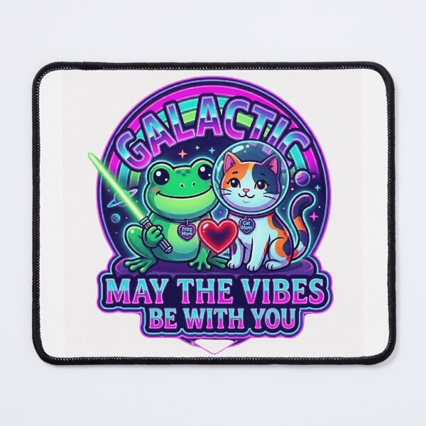 Item preview, Galactic Vibes May the 4th Be With You Retro Space Frog and Cat designed and sold by Basma Designs | Funny Shirts, Stickers & Mugs.