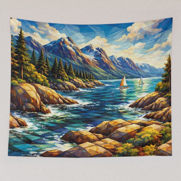 Item preview, Sailboats on a Mountain Lake designed and sold by cuprum.