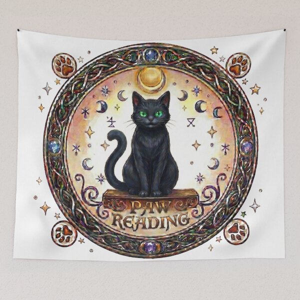 Item preview, Mystic Paw Reading – Celestial Black Cat Emblem designed and sold by Spiritualwall.