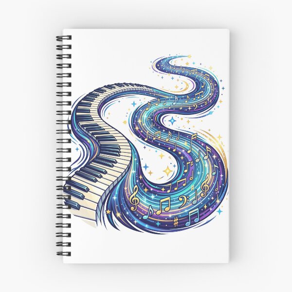 Item preview, Piano keys flowing into a river of musical notes and floating stars designed and sold by misbahsiro.
