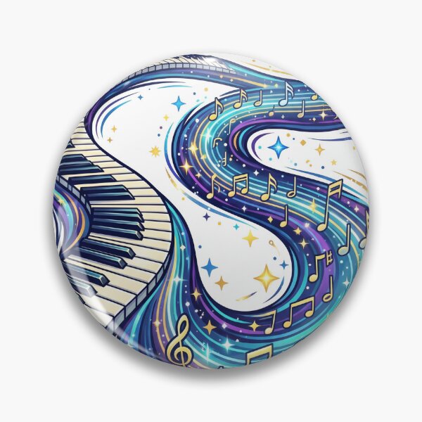 Item preview, Piano keys flowing into a river of musical notes and floating stars designed and sold by misbahsiro.