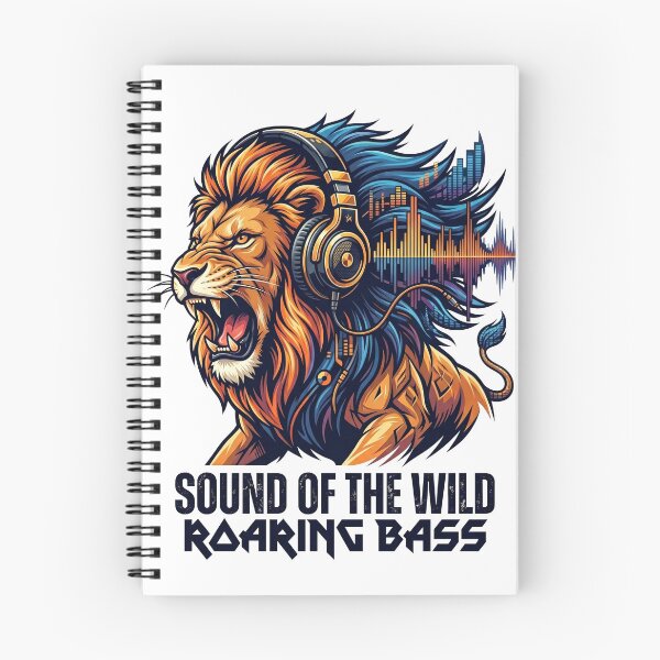 Item preview, Roaring lion with headphones and sound-wave mane designed and sold by misbahsiro.