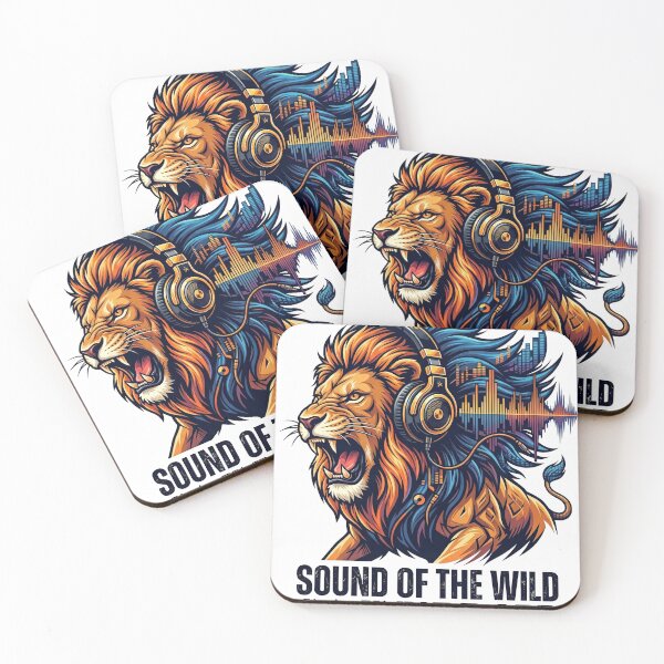 Item preview, Roaring lion with headphones and sound-wave mane designed and sold by misbahsiro.