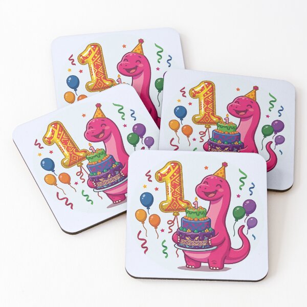 Item preview, Cute Pink Sauropod Dinosaur First Birthday Party designed and sold by Tronstell.