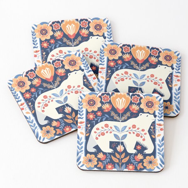 Item preview, Scandinavian Folk Art, Floral Polar Bear designed and sold by xiao xuans.