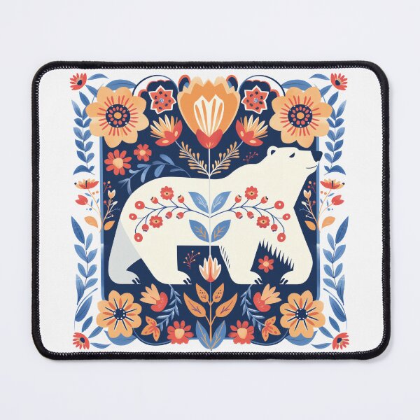 Item preview, Scandinavian Folk Art, Floral Polar Bear designed and sold by xiao xuans.